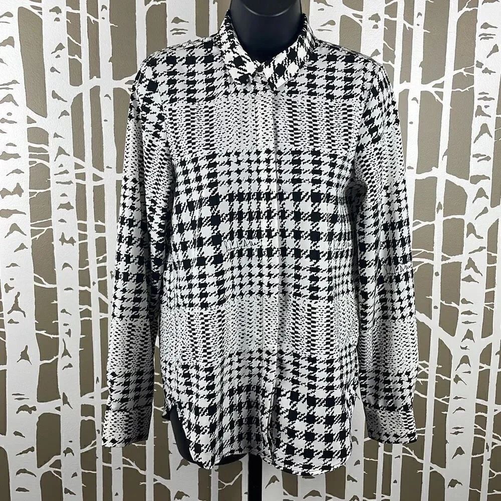 Richard Allen X H&M Houndstooth Plaid Button Front Shirt 2